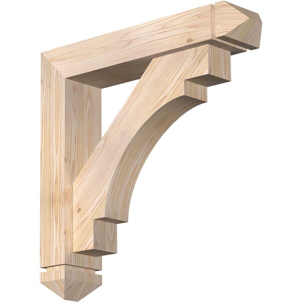 Ekena Millwork Merced Arts and Crafts Smooth Bracket w/ Offset Brace, Douglas Fir, 5 1/2"W x 26"D x 26"H BKT0604X26X26MRC03SDF - main